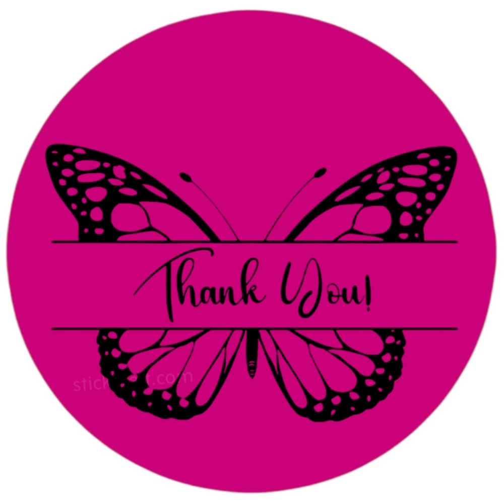 thank you sticker pink for business 2 inch round sticker - Picture 7 of 15